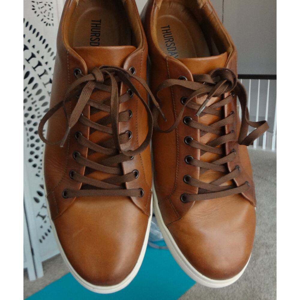 Thursday Premier Tan Brown Leather Sneakers Trainers Mens 15 W Wide Low Top - Picture 8 of 8